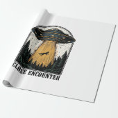 Bizarre bosontvoering vintage UFO-gravure Cadeaupapier (Uitgerold)