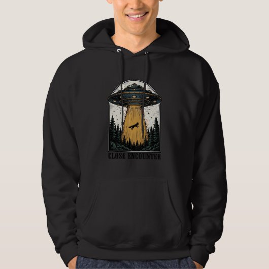 Bizarre bosontvoering vintage UFO-gravure Hoodie (Voorkant)
