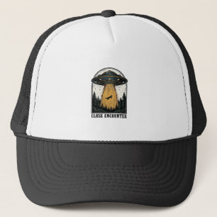 Bizarre bosontvoering vintage UFO-gravure Trucker Pet