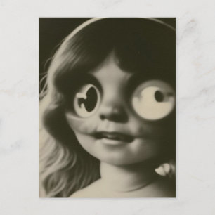 Bizarre Doll Head Halloween Briefkaart