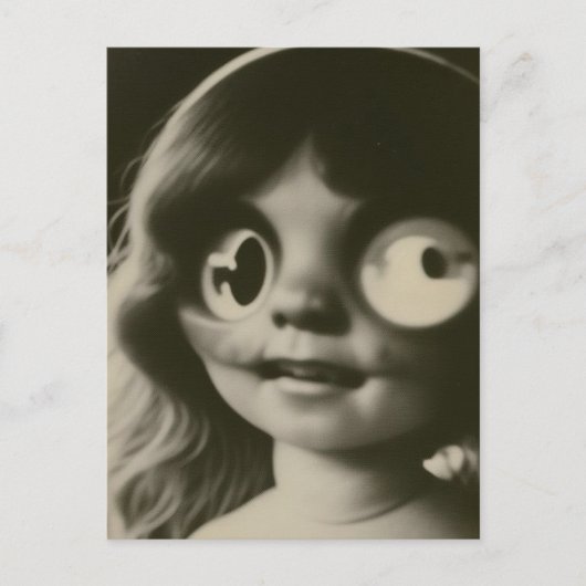 Bizarre Doll Head Halloween Briefkaart (Voorkant)