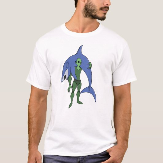 Bizarre Duiker met Haai Grappige Science-Fiction T-shirt (Voorkant)