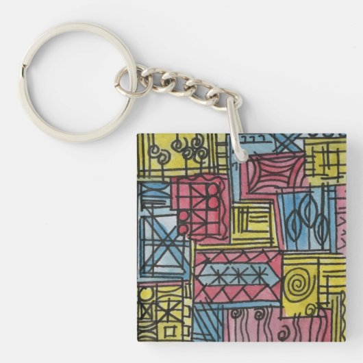 Bizarre-Fantastische Handgeschilderde Abstracte Ku Sleutelhanger (voorkant)