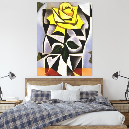 Bizarre Geometric Yellow Rose Art Canvas Afdruk (Insitu (Slaapkamer))
