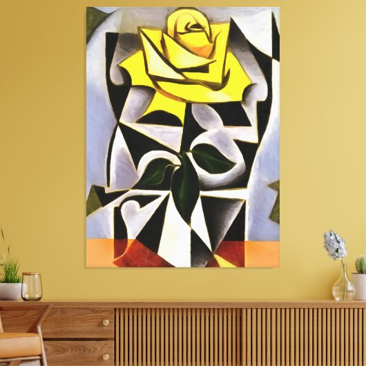 Bizarre Geometric Yellow Rose Art Canvas Afdruk (Insitu (Woonkamer))