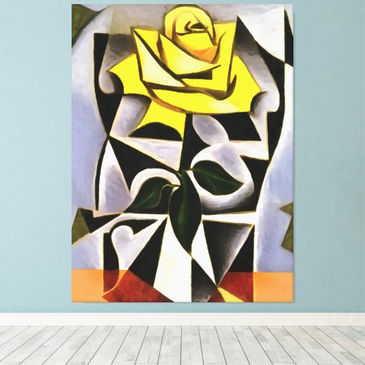 Bizarre Geometric Yellow Rose Art Canvas Afdruk (Insitu (Houten vloer))