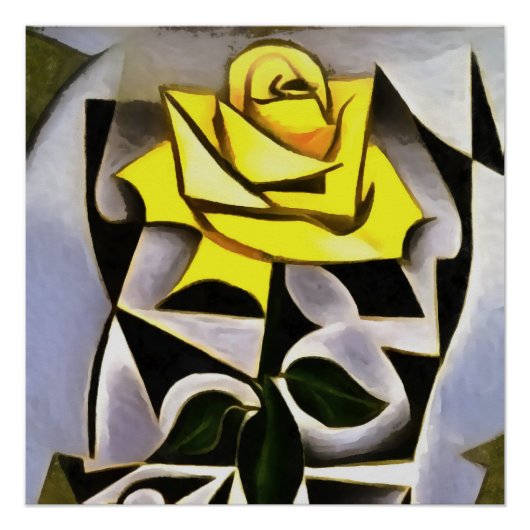 Bizarre Geometric Yellow Rose Art Perfect Poster (Voorkant)