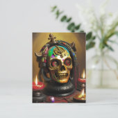 Bizarre kleurrijke schedel briefkaart (Staand voorkant)