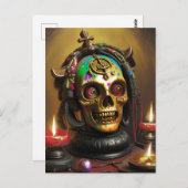 Bizarre kleurrijke schedel briefkaart (Voorkant / Achterkant)