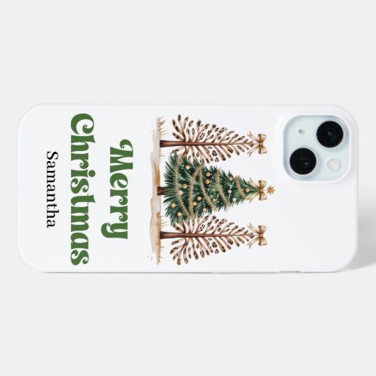 Bizarre luipaardprint kerstbomen aangepaste naam Case-Mate iPhone case (Achterkant (horizontaal))