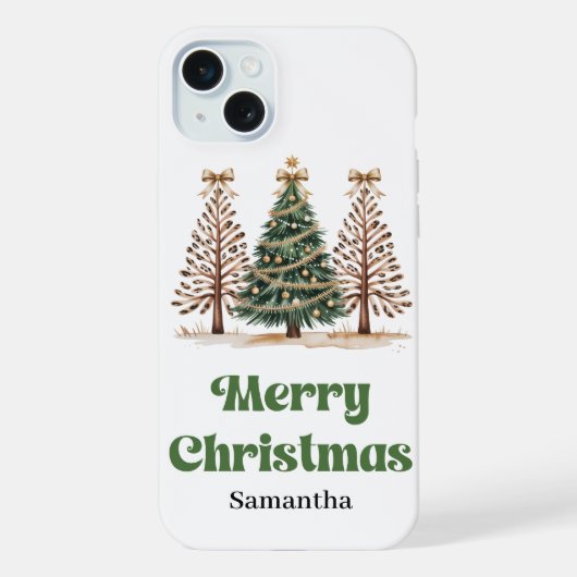 Bizarre luipaardprint kerstbomen aangepaste naam iPhone hoesje (Achterkant)