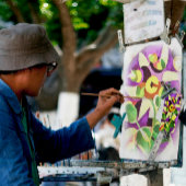 Bizarre Passiflora Flower Geometric Art Abstract Canvas Afdruk