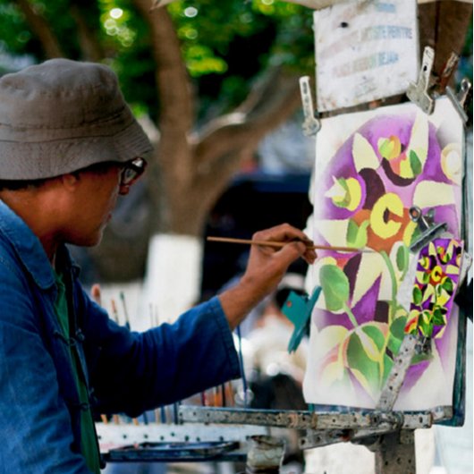 Bizarre Passiflora Flower Geometric Art Abstract Canvas Afdruk