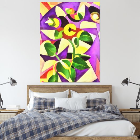 Bizarre Passiflora Flower Geometric Art Abstract Canvas Afdruk (Insitu (Slaapkamer))