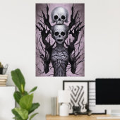 Bizarre spooky skeleton portret | AI Art. Poster (Thuiskantoor)