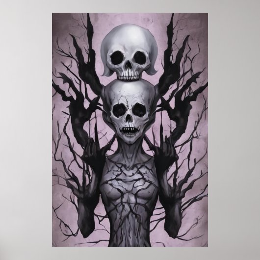 Bizarre spooky skeleton portret | AI Art. Poster (Voorkant)