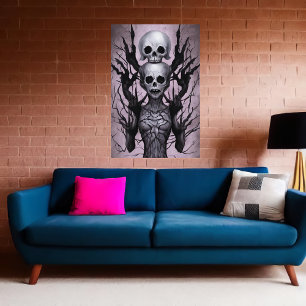 Bizarre spooky skeleton portret   AI Art. Poster