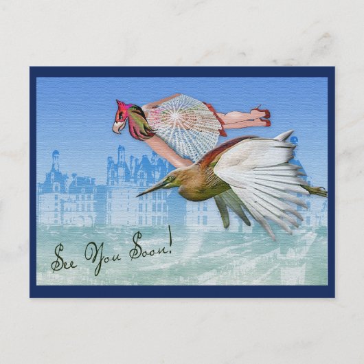 Bizarre vlucht - Terugkeer van vakantie Briefkaart (Voorkant)