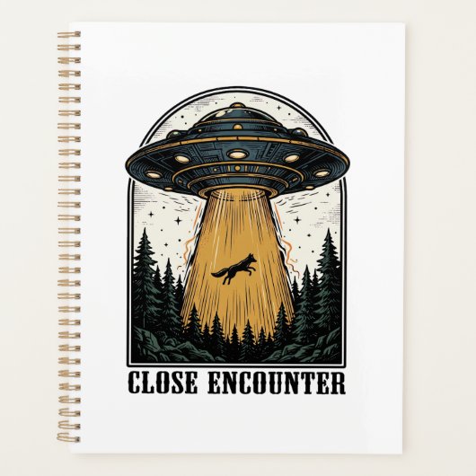 Bizarre Woud Ontvoering Vintage UFO Gravure Planner (Voorkant)