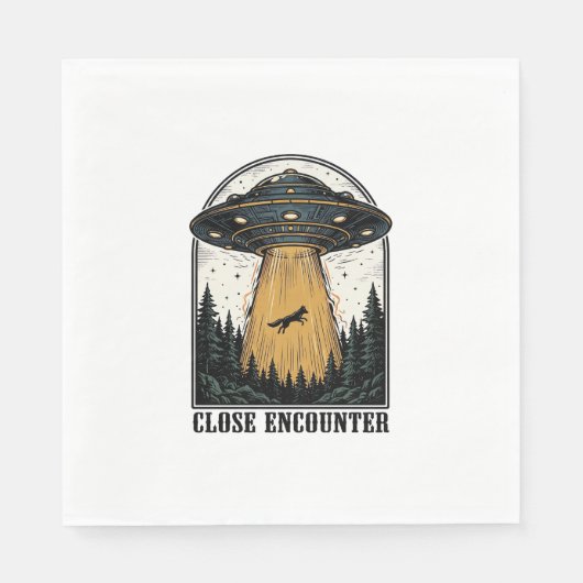 Bizarre Woud Ontvoering Vintage UFO Gravure Servet (Voorkant)