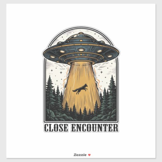 Bizarre Woud Ontvoering Vintage UFO Gravure Sticker (Vel)