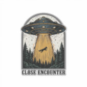 Bizarre Woud Ontvoering Vintage UFO Gravure Sticker (Voorkant)