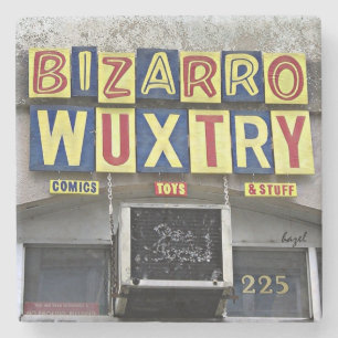 Bizarro Wuxtry, Athens, Ga, marmer Stone Onderzett Stenen Onderzetter