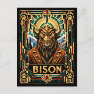Bizon, Art Deco Wilde Dieren Briefkaart