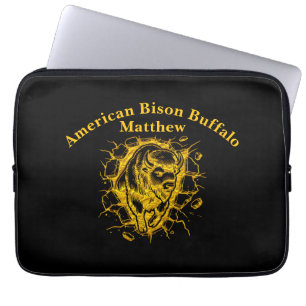 Bizon barst door een muur laptop sleeve