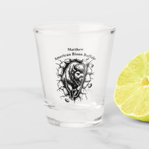 Bizon barst door een muur shot glas