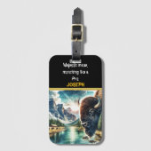 Bizon bij de rivier bij zonsopgang bagagelabel (Voorkant (verticaal))