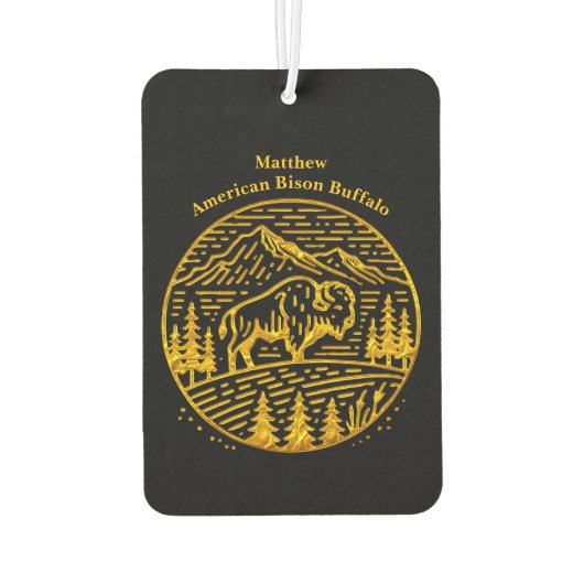 Bizon bij zonsondergang in berglandschap luchtverfrisser (Achterkant)