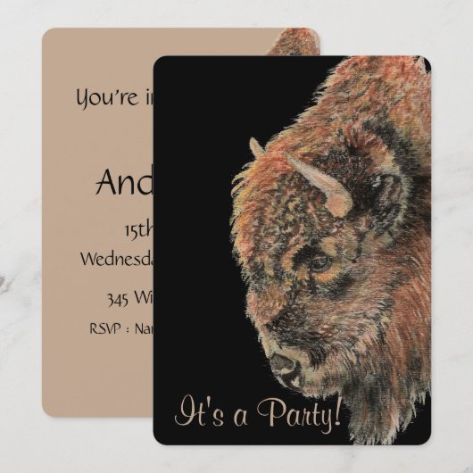 Bizon Buffalo Natuur Natuur Kunst Verjaardag Kaart (Voorkant / Achterkant)