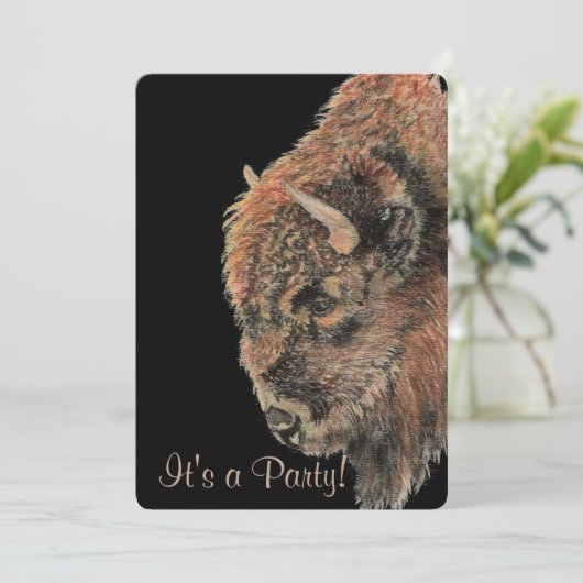 Bizon Buffalo Natuur Natuur Kunst Verjaardag Kaart (Staand voorkant)