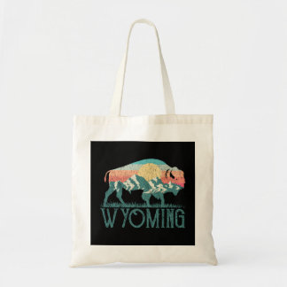 Bizon Buffalo Retro Bergen WY Wyoming Lange Mouwen Tote Bag