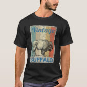 bizon buffel dier retro stijl grunge te t-shirt (Voorkant)