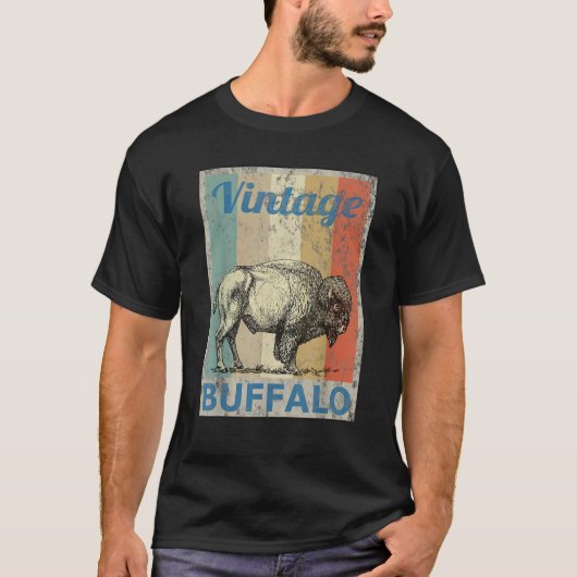  bizon buffel dier retro stijl grunge te t-shirt (Voorkant)