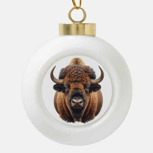 Bizon / Buffel Keramische Bal Ornament (Voorkant)