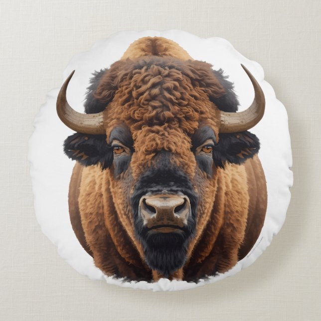 Bizon / Buffel Rond Kussen (Voorkant)