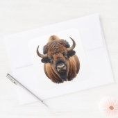 Bizon / Buffel Vierkante Sticker (Envelop)
