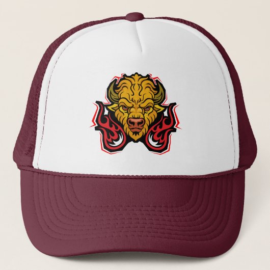 Bizon die door Vuur Loopt Trucker Pet (Voorkant)