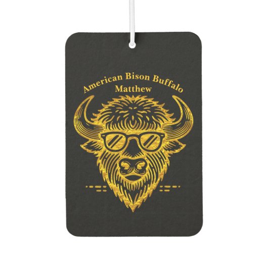 Bizon draagt een zonnebril met een coole uitdrukki luchtverfrisser (Voorkant)