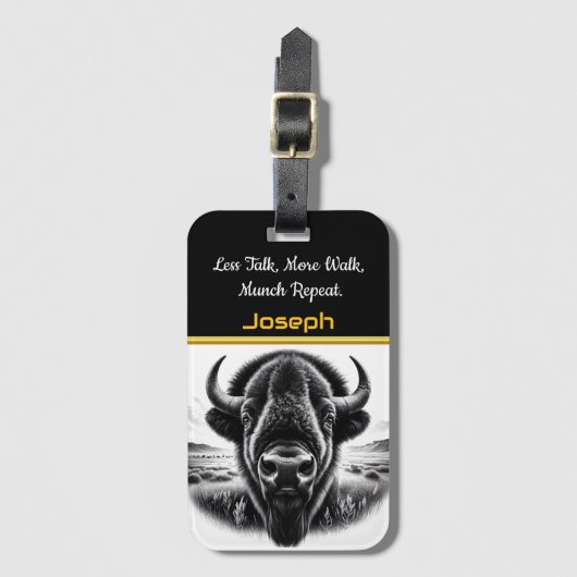 Bizon grazen op open prairie bagagelabel (Voorkant (verticaal))