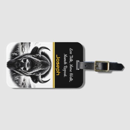 Bizon grazen op open prairie bagagelabel (Voorkant (horizontaal))