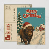 Bizon IJzig Pad Dier Kerstmis Briefkaart (Voorkant / Achterkant)