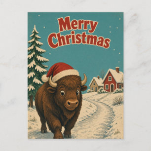 Bizon IJzig Pad Dier Kerstmis Briefkaart