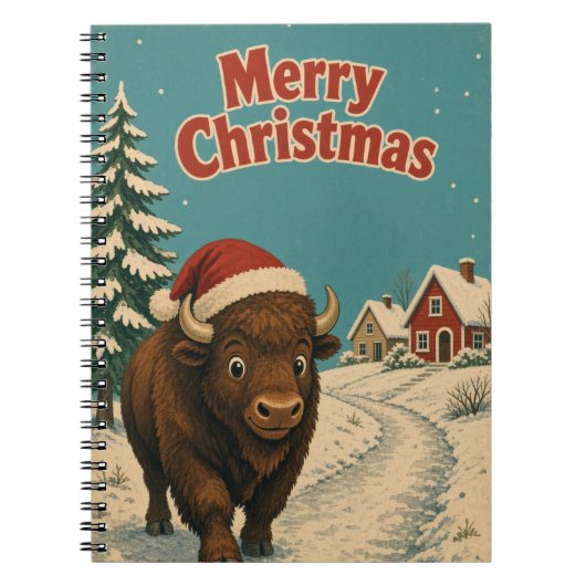 Bizon IJzig Pad Dier Kerstmis Notitieboek (Voorkant)