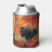 Bizon in de herfstkunst van Bossen Blikjeskoeler (Blikje Voorkant)