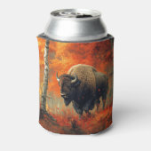Bizon in de herfstkunst van Bossen Blikjeskoeler (Blikje Achterkant)