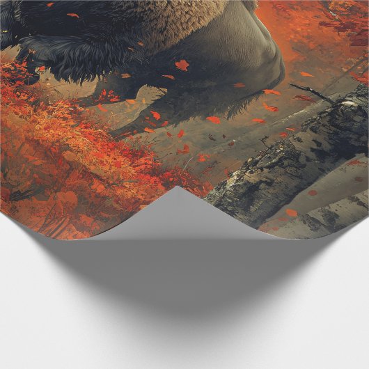 Bizon in de herfstkunst van Bossen Cadeaupapier (Hoek)